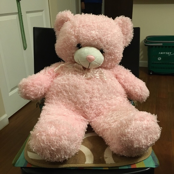 Ainu Play light pink teddy bear with curly hair - Picture 3 of 3